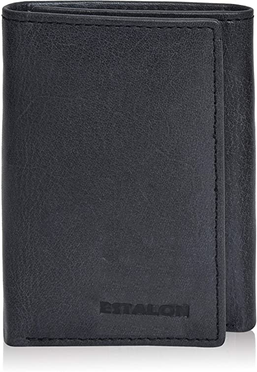 Slim RFID Wallets for Men - Genuine Leather Front Pocket Trifold Wallet